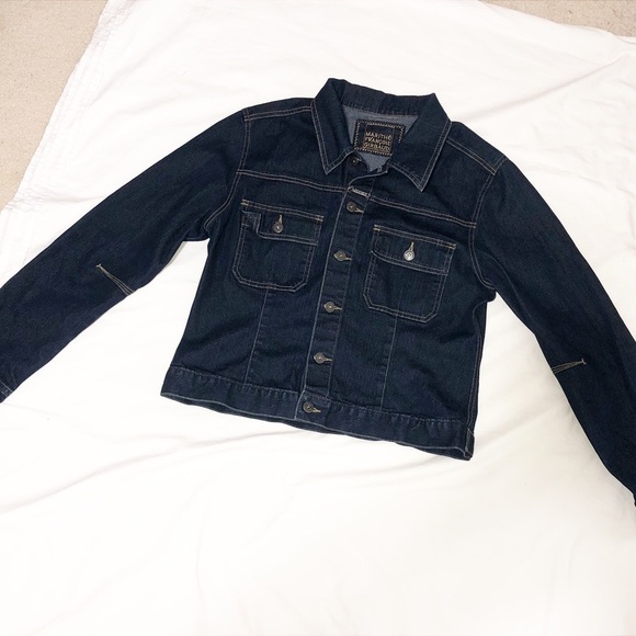 Marithe Francois Girbaud Size M Denim Jacket Jean Dark Wash Blue Unisex Vintage - Picture 1 of 10